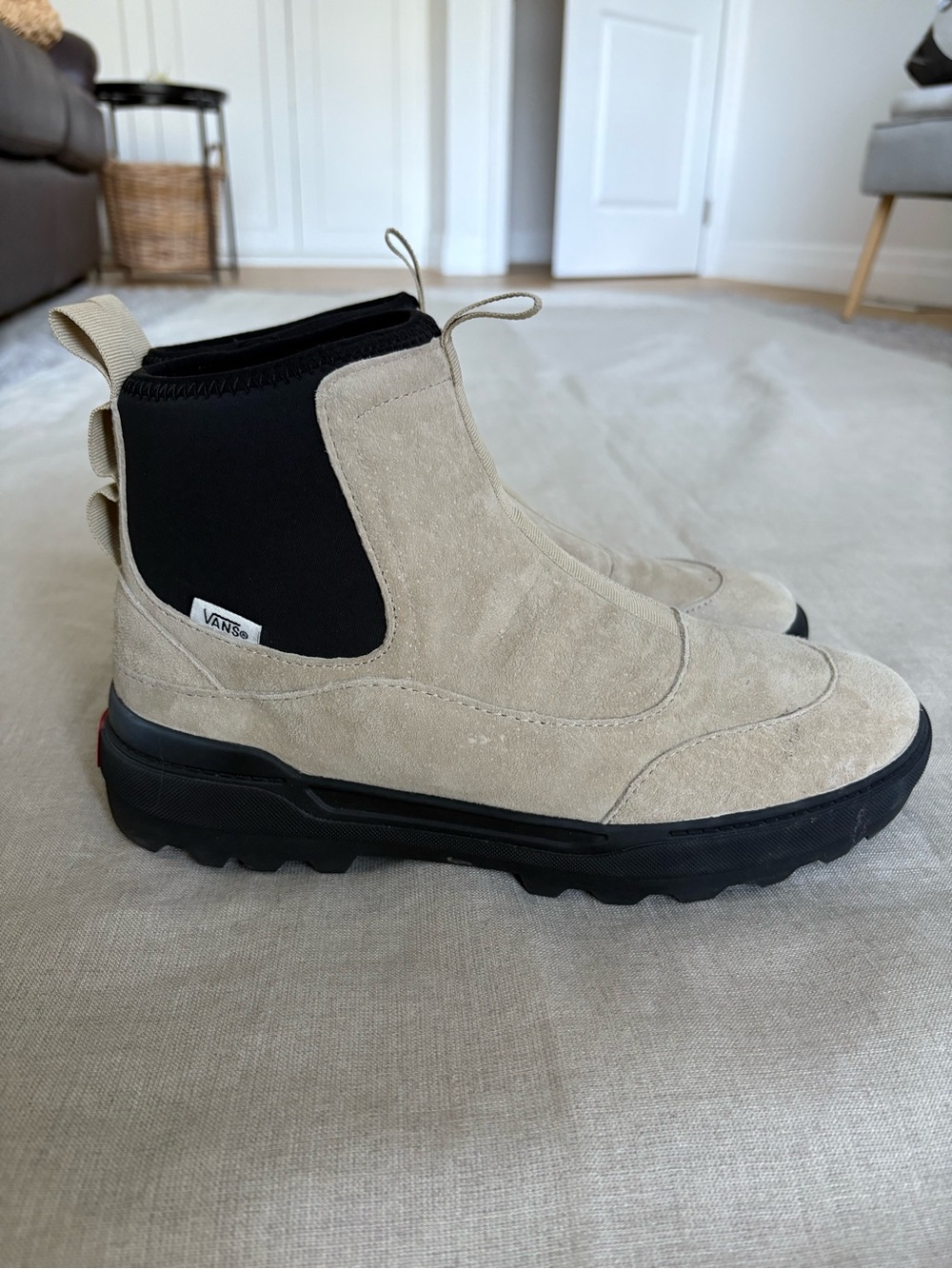 Vans Beige Suede Chelsea Boots with Black Elastic